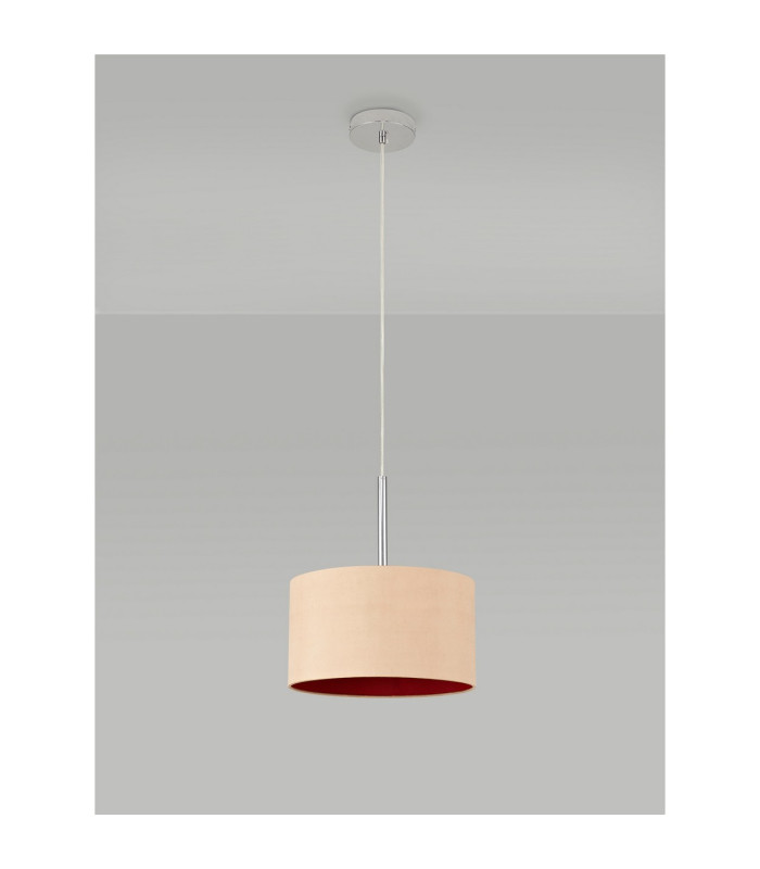 Baymont Polished Chrome E27 Universal Single Pendant With 30cm x 17cm Dual Faux Silk Shade Antique Gold/Ruby-12