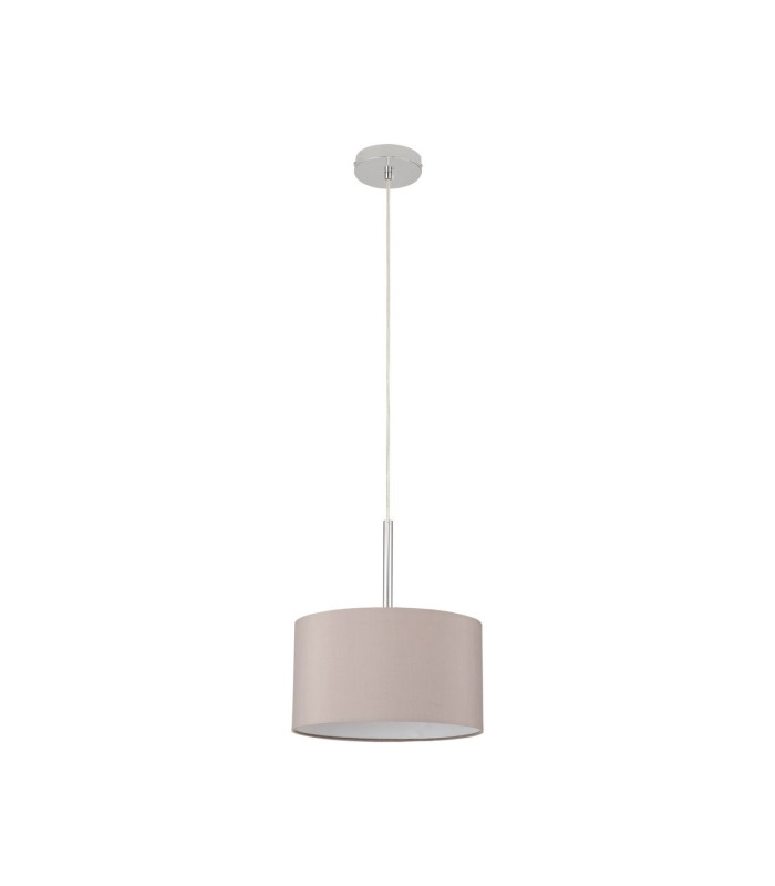 Baymont Polished Chrome E27 Universal Single Pendant With 30cm x 17cm Faux Silk Shade Grey/White Laminate-5