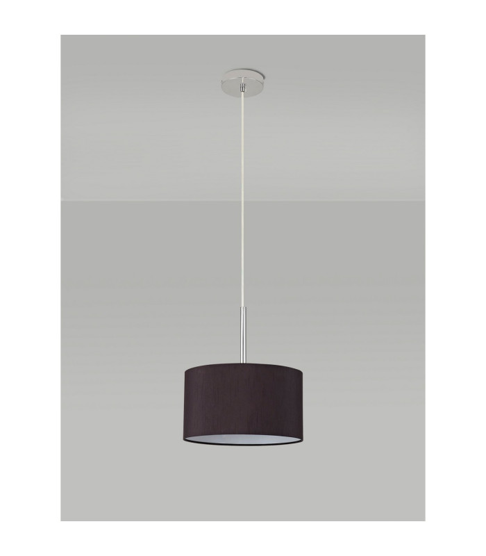 Baymont Polished Chrome E27 Universal Single Pendant With 30cm x 17cm Faux Silk Shade Black/White Laminate-12