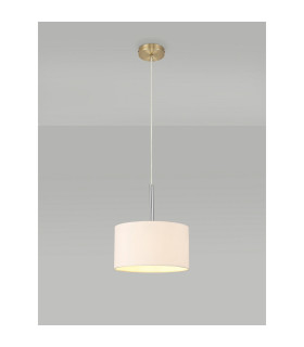Baymont Antique Brass E27 Single Pendant With 30cm x 17cm Dual Faux Silk Shade Nude Beige/Moonlight-2