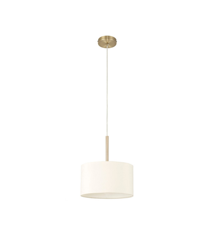 Baymont Antique Brass E27 Single Pendant With 30cm x 17cm Faux Silk Shade Ivory Pearl/White Laminate-5