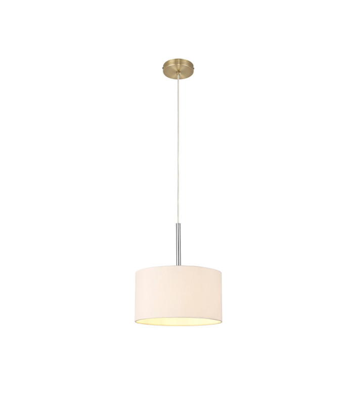 Baymont Antique Brass E27 Single Pendant With 30cm x 17cm Dual Faux Silk Shade Nude Beige/Moonlight-4