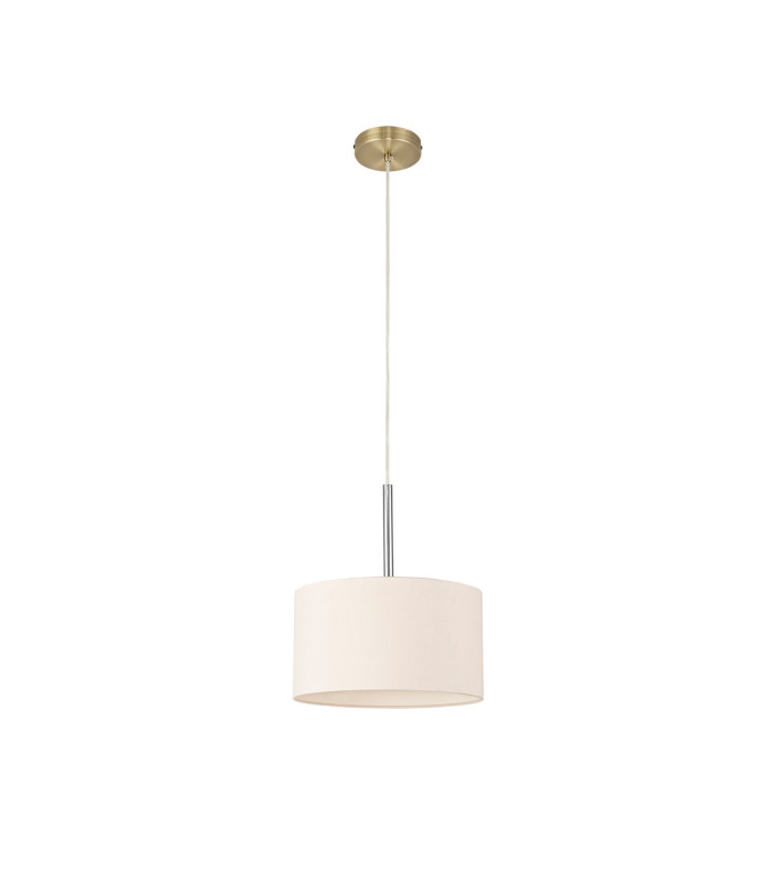 Baymont Antique Brass E27 Single Pendant With 30cm x 17cm Dual Faux Silk Shade Nude Beige/Moonlight-5