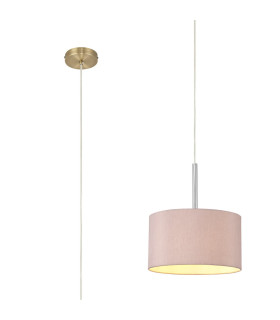 Baymont Antique Brass E27 Single Pendant With 30cm x 17cm Dual Faux Silk Shade Taupe/Halo Gold-1