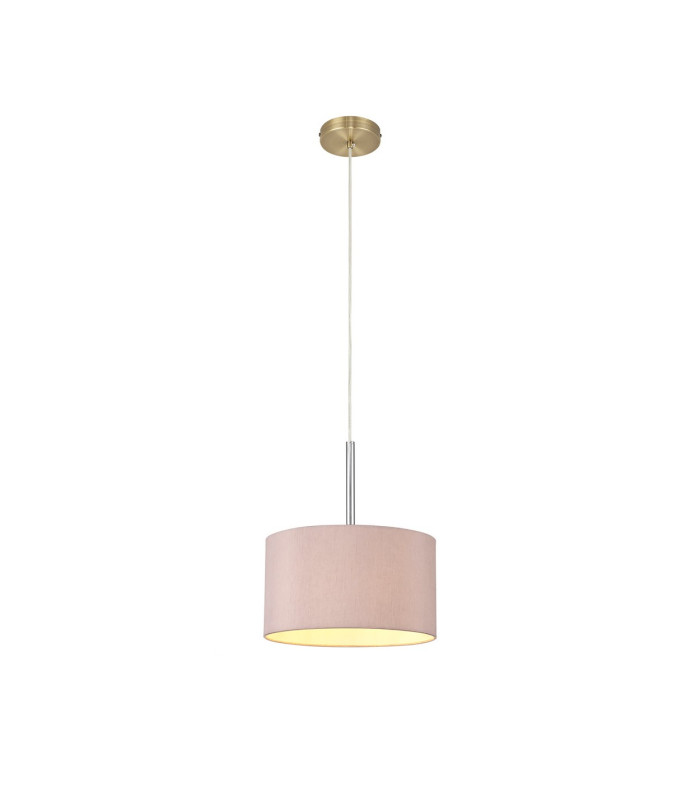 Baymont Antique Brass E27 Single Pendant With 30cm x 17cm Dual Faux Silk Shade Taupe/Halo Gold-4