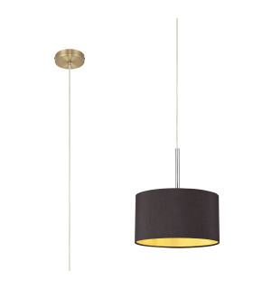 Baymont Antique Brass E27 Single Pendant With 30cm x 17cm Dual Faux Silk Shade Midnight Black/Green Olive-1