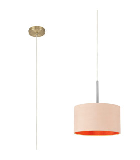 Baymont Antique Brass E27 Single Pendant With 30cm x 17cm Dual Faux Silk Shade Antique Gold/Ruby-1