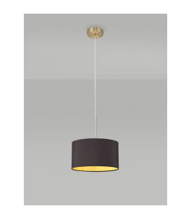 Baymont Antique Brass E27 Single Pendant With 30cm x 17cm Dual Faux Silk Shade Midnight Black/Green Olive-2