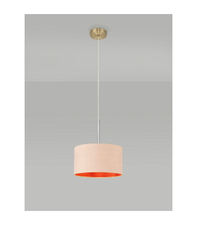Baymont Antique Brass E27 Single Pendant With 30cm x 17cm Dual Faux Silk Shade Antique Gold/Ruby-2