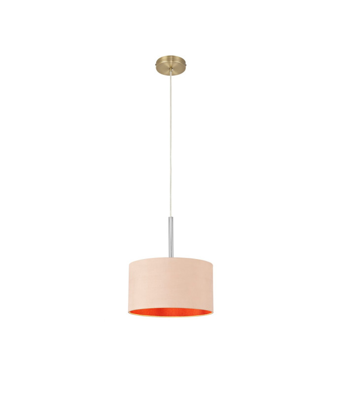 Baymont Antique Brass E27 Single Pendant With 30cm x 17cm Dual Faux Silk Shade Antique Gold/Ruby-4