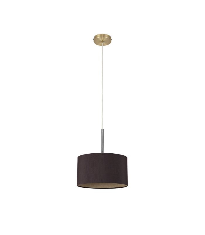 Baymont Antique Brass E27 Single Pendant With 30cm x 17cm Dual Faux Silk Shade Midnight Black/Green Olive-5