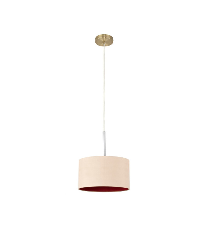 Baymont Antique Brass E27 Single Pendant With 30cm x 17cm Dual Faux Silk Shade Antique Gold/Ruby-5