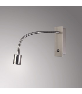 LED Cylinder Head Wall Reading Lamp with Flexible Arm, Switch On Base, Satin Nickel - 2