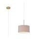 Baymont Antique Brass E27 Single Pendant With 30cm x 17cm Faux Silk Shade Grey/White Laminate-1