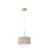 Baymont Antique Brass E27 Single Pendant With 30cm x 17cm Faux Silk Shade Grey/White Laminate-4