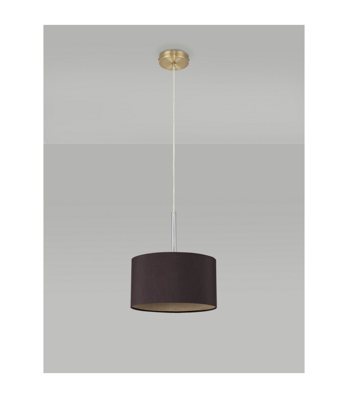 Baymont Antique Brass E27 Single Pendant With 30cm x 17cm Dual Faux Silk Shade Midnight Black/Green Olive-12
