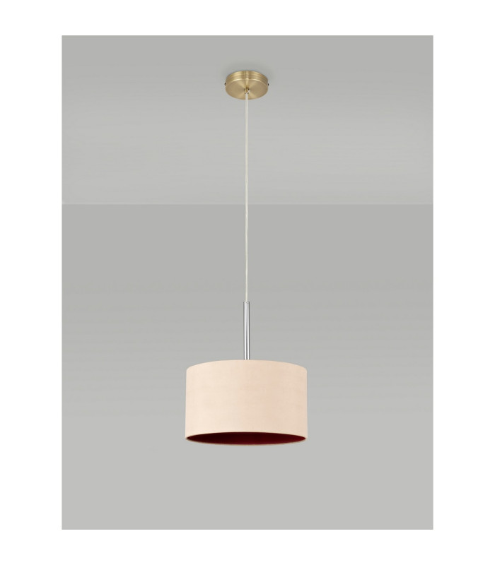 Baymont Antique Brass E27 Single Pendant With 30cm x 17cm Dual Faux Silk Shade Antique Gold/Ruby-12
