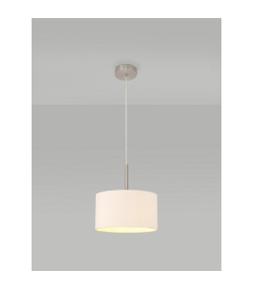 Baymont Satin Nickel E27 Single Pendant With 30cm x 17cm Dual Faux Silk Shade Nude Beige/Moonlight-2