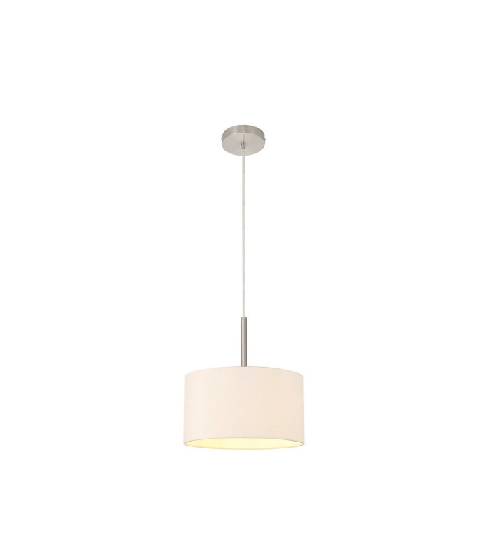 Baymont Satin Nickel E27 Single Pendant With 30cm x 17cm Dual Faux Silk Shade Nude Beige/Moonlight-4
