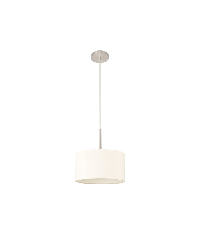 Baymont Satin Nickel E27 Single Pendant With 30cm x 17cm Faux Silk Shade Ivory Pearl/White Laminate-5