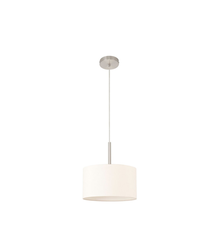 Baymont Satin Nickel E27 Single Pendant With 30cm x 17cm Dual Faux Silk Shade Nude Beige/Moonlight-5