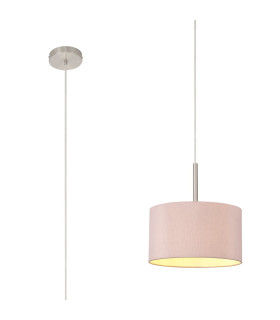 Baymont Satin Nickel E27 Single Pendant With 30cm x 17cm Dual Faux Silk Shade Taupe/Halo Gold-1