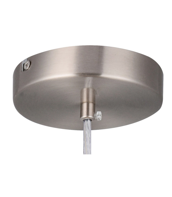 Baymont Satin Nickel E27 Single Pendant With 30cm x 17cm Faux Silk Shade Ivory Pearl/White Laminate-8