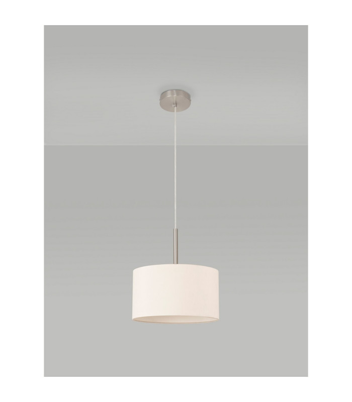 Baymont Satin Nickel E27 Single Pendant With 30cm x 17cm Dual Faux Silk Shade Nude Beige/Moonlight-12