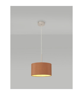Baymont Satin Nickel E27 Single Pendant With 30cm x 17cm Dual Faux Silk Shade Raw Cocoa/Grecian Bronze-2