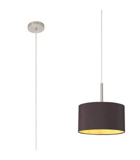 Baymont Satin Nickel E27 Single Pendant With 30cm x 17cm Dual Faux Silk Shade Midnight Black/Green Olive-1