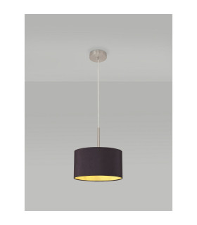 Baymont Satin Nickel E27 Single Pendant With 30cm x 17cm Dual Faux Silk Shade Midnight Black/Green Olive-2