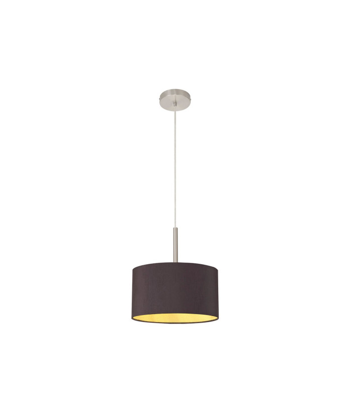 Baymont Satin Nickel E27 Single Pendant With 30cm x 17cm Dual Faux Silk Shade Midnight Black/Green Olive-4