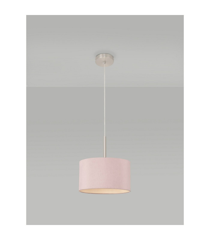 Baymont Satin Nickel E27 Single Pendant With 30cm x 17cm Dual Faux Silk Shade Taupe/Halo Gold-12