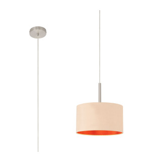 Baymont Satin Nickel E27 Single Pendant With 30cm x 17cm Dual Faux Silk Shade Antique Gold/Ruby-1