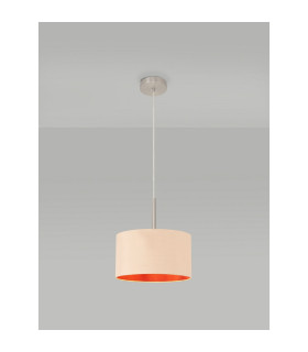 Baymont Satin Nickel E27 Single Pendant With 30cm x 17cm Dual Faux Silk Shade Antique Gold/Ruby-2