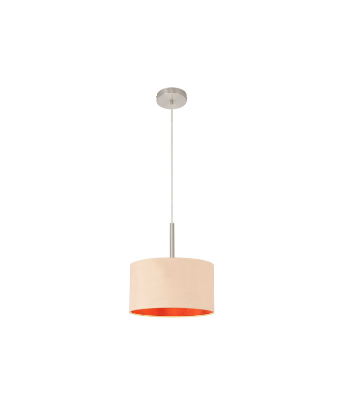 Baymont Satin Nickel E27 Single Pendant With 30cm x 17cm Dual Faux Silk Shade Antique Gold/Ruby-4
