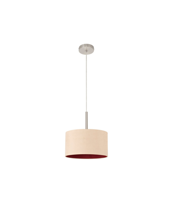 Baymont Satin Nickel E27 Single Pendant With 30cm x 17cm Dual Faux Silk Shade Antique Gold/Ruby-5