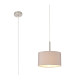 Baymont Satin Nickel E27 Single Pendant With 30cm x 17cm Faux Silk Shade Grey/White Laminate-1