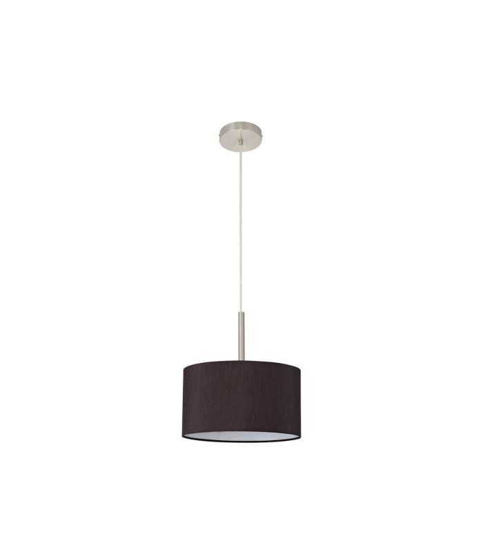 Baymont Satin Nickel E27 Single Pendant With 30cm x 17cm Faux Silk Shade Black/White Laminate-5