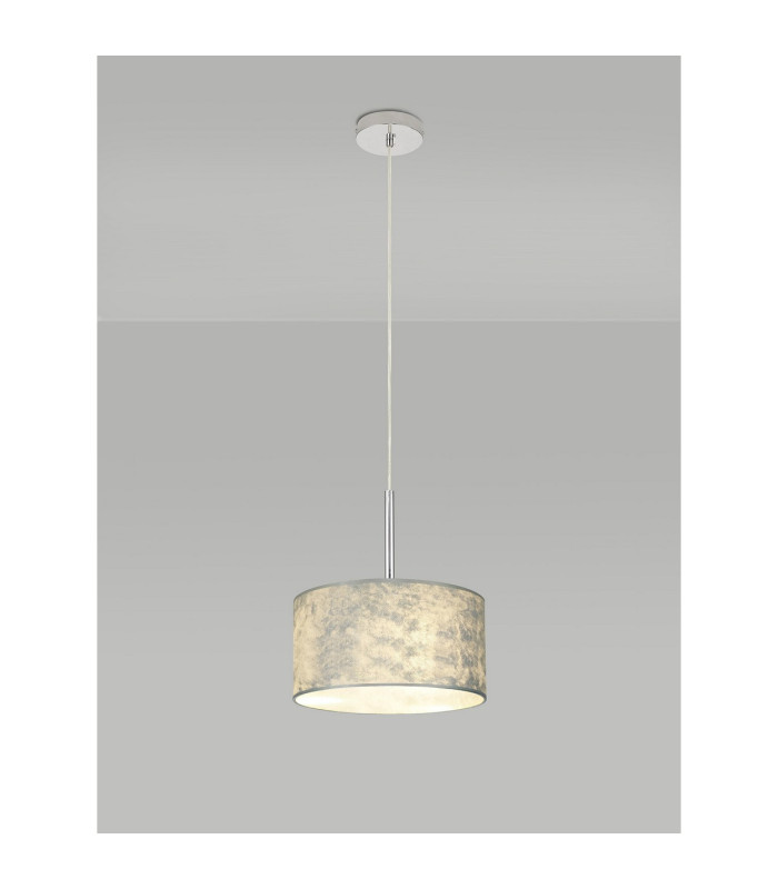 Baymont Polished Chrome E27 Single Pendant With 30cm x 17cm Silver Leaf Shade-2