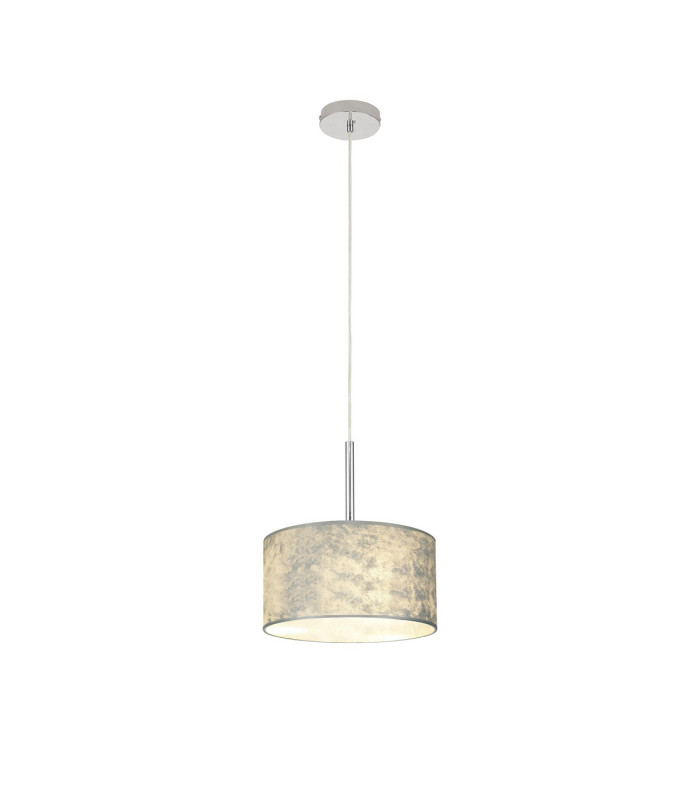 Baymont Polished Chrome E27 Single Pendant With 30cm x 17cm Silver Leaf Shade-4