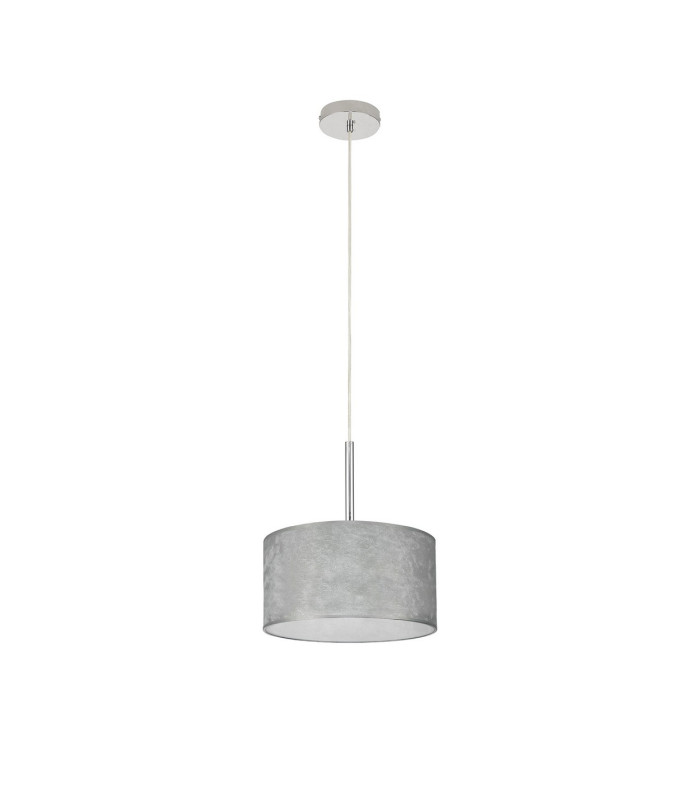 Baymont Polished Chrome E27 Single Pendant With 30cm x 17cm Silver Leaf Shade-5