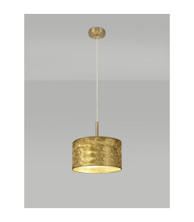 Baymont Antique Brass E27 Single Pendant With 30cm x 17cm Gold Leaf Shade-2