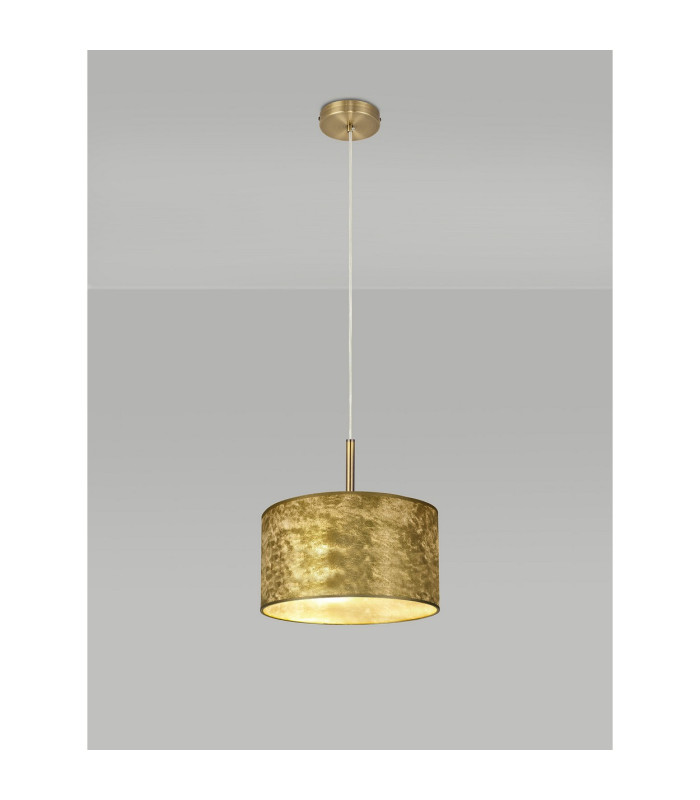 Baymont Antique Brass E27 Single Pendant With 30cm x 17cm Gold Leaf Shade-2