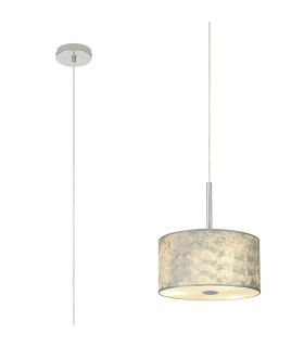 Baymont Polished Chrome E27 Single Pendant With 30cm x 17cm Silver Leaf Shade With Frosted/PC Acrylic Diffuser-1