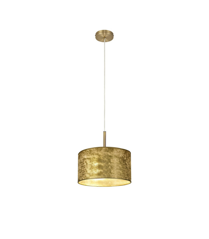 Baymont Antique Brass E27 Single Pendant With 30cm x 17cm Gold Leaf Shade-4
