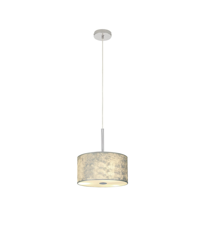Baymont Polished Chrome E27 Single Pendant With 30cm x 17cm Silver Leaf Shade With Frosted/PC Acrylic Diffuser-4