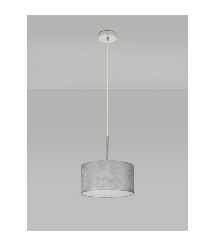 Baymont Polished Chrome E27 Single Pendant With 30cm x 17cm Silver Leaf Shade-12