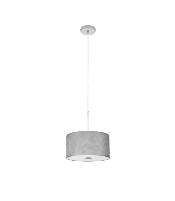 Baymont Polished Chrome E27 Single Pendant With 30cm x 17cm Silver Leaf Shade With Frosted/PC Acrylic Diffuser-5