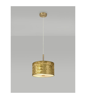 Baymont Antique Brass E27 Single Pendant With 30cm x 17cm Gold Leaf Shade With Frosted/AB Acrylic Diffuser-2